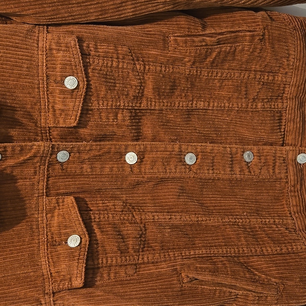 PACSUN Los Angeles Wide Wale Corduroy Jean Jacket Rust Brown Womens S EUC - Picture 4 of 9